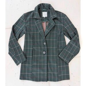 Avec Les Filles Knit Oversized Blazer in Hunter Windowpane